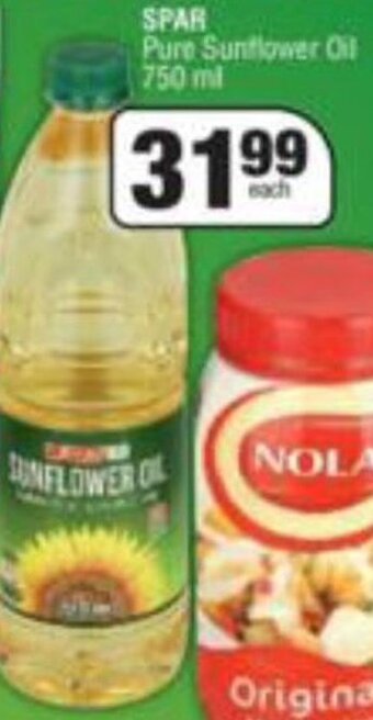Spar Spar Pure Sunflower Oil 750ml offer