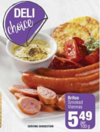 Britos Smoked Viennas per 100g