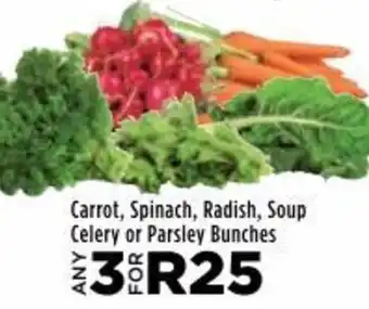 Food Lover's Market Carrot, Spinach, Radish, Soup Celery or Parsley Bunches offer
