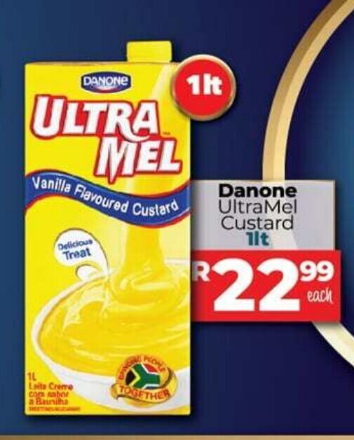 Danone UltraMel Custard 1 lt offer at Take 'n Pay