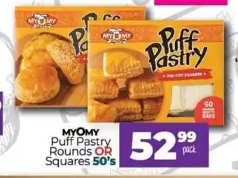 MyOMy Puff Pastry Rounds or Squares 50's