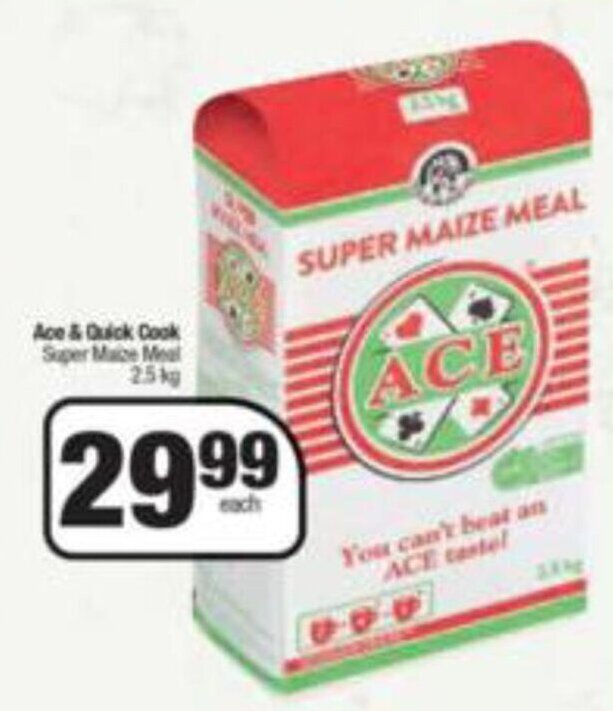 Ace & Quick Cook Super Maize Meal 2.5 kg offer at Spar