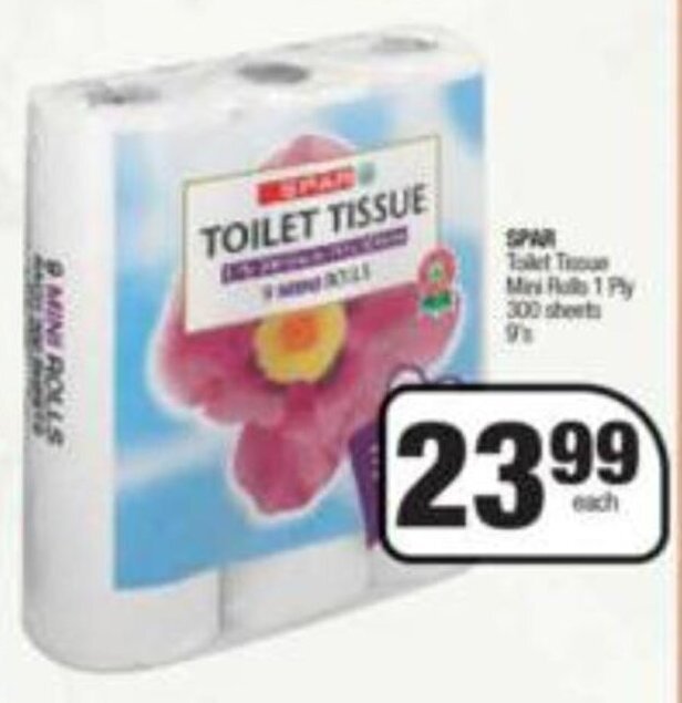 Spar Toilet Tissue Mini Rolls 9's offer at Spar