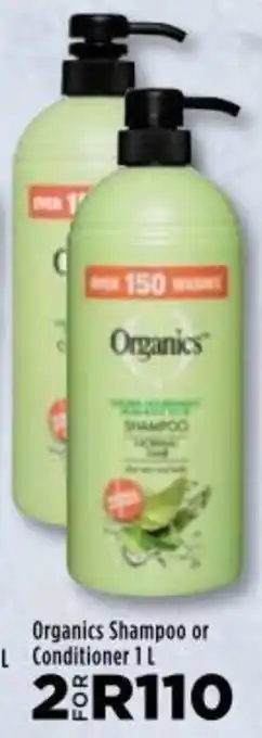 Food Lover's Market Organics Shampoo or Conditioner 2 x 1L offer