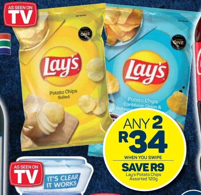 Lay's Potato Chips assorted 2 x 120g offer at Pick n Pay