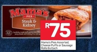 Pick n Pay Mama's Pies Assorted Cheese Puffs or Sausage Rolls 6s offer