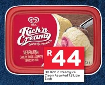 Pick n Pay Ola Rich'n Creamy Ice Cream assorted 1,8 litre offer