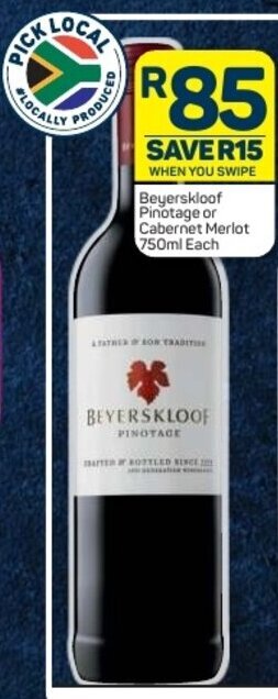 Pick n Pay Beyerskloof Pinotage or Cabernet Merlot 750ml offer