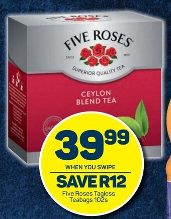 Pick n Pay Five Roses Tagless Teabags 102's offer