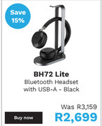 First Shop Yealink bh72 lite bluetooth headset with usb-a (black) offer