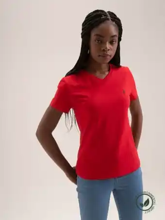 Basic short sleeve essential vneck stretch t-shirt