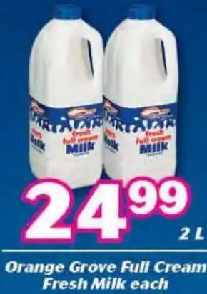 Orange Grove Full Cream Fresh Milk each 2L