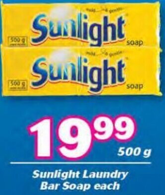 Sunlight Laundry Bar Soap Each 500g