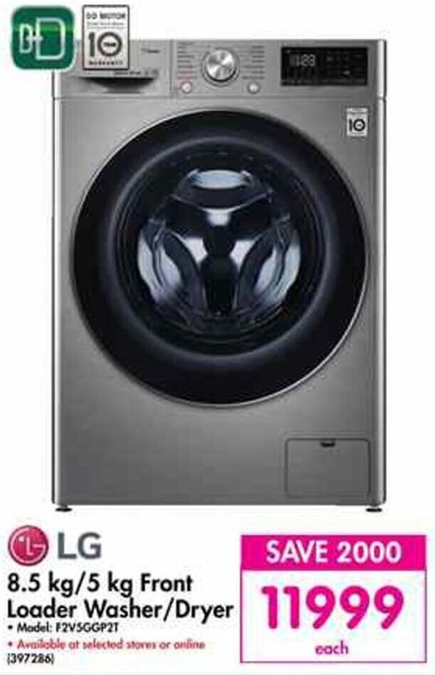 LG Front Loader Washer/Dyer 8,5kg/5kg offer at Makro