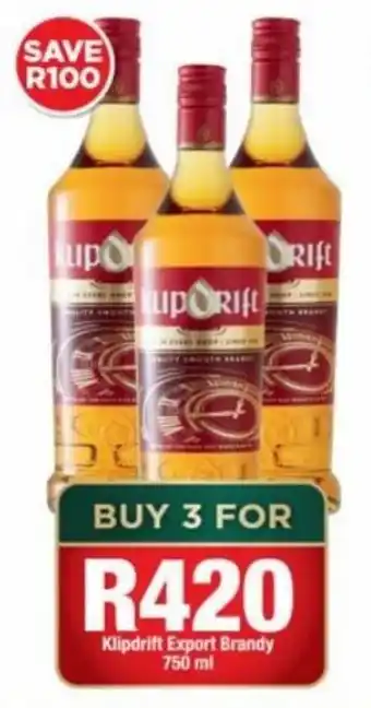 OK Liquor Klipfrift Export Brandy 3 x 750ml offer