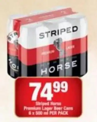 OK Liquor Striped Horse Lager Beer cans 6 x 500ml per pack offer