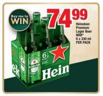 OK Liquor Heineken Premium Lager Beer NRB 6 x 330ml per pack offer