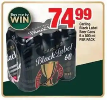 OK Liquor Carling Black Label Beer cans 6 x 500ml per pack offer