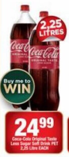 OK Liquor Coca-Cola Original Taste Less Sugar Soft Drink PET 2.25 litre offer
