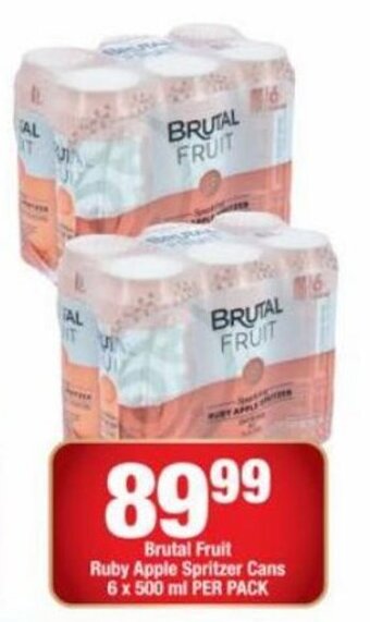 OK Liquor Brutal Fruit Ruby Apple Spritzer cans 6 x 500ml per pack offer