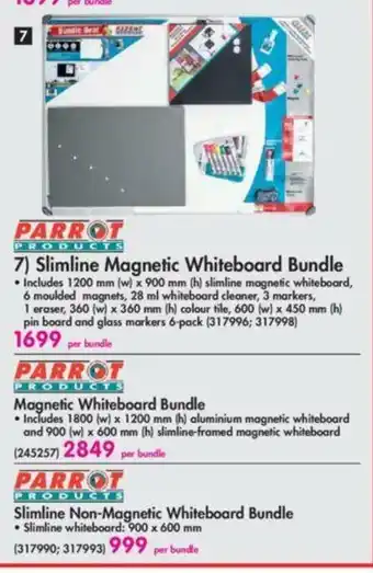 Parrot Product Slimline Magnetic Whiteboard Bundle - 317996 ; 317998