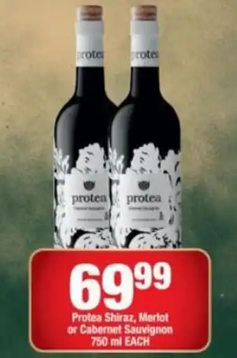 OK Liquor Protea Shiraz, Merlot or Cabernet Sauvignon 750ml offer