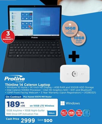 HiFi Corp Proline Thinline 14 Celeron Laptop offer