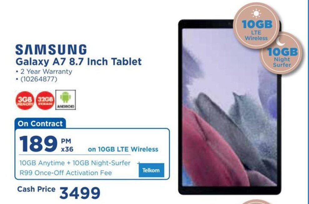 Samsung Galalxy A7 8.7inch Tablet offer at HiFi Corp