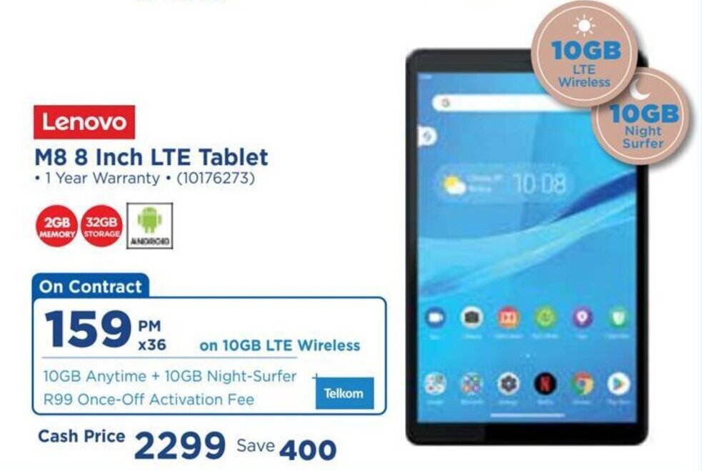 Lenovo M8 8inch LTE Tablet offer at HiFi Corp