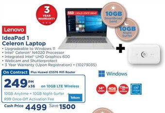 HiFi Corp Lenovo IdeaPad 1 Celeron Laptop offer