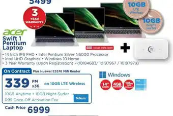 HiFi Corp Acer Swift Pentium Laptop offer