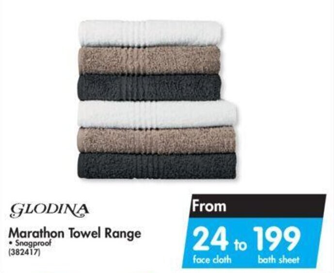Glodina Marathon Towel Range Face Cloth offer at Makro