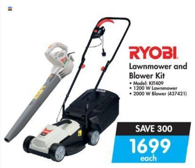 Ryobi Lawnmower and Blower Kit offer at Makro