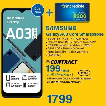 Incredible Connection Samsung Galaxy A03 Core Smartphone offer