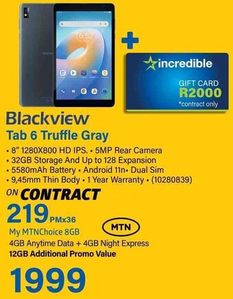 Incredible Connection Blackview Tab 6 Truffle Gray offer