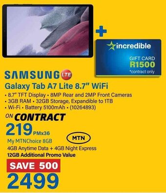 Incredible Connection Samsung Galaxy Tab A7 Lite 8,7" Wifi offer
