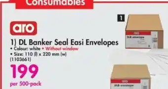 Aro - DL Banker Seal Easi Envelopes 500-pack- 1103661