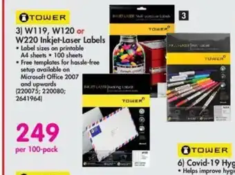 Makro Tower W119 , W120 or W220 Ink-Jet-Laser Labels per 100-pack - 220075 ; 220080 ; 2641964 offer