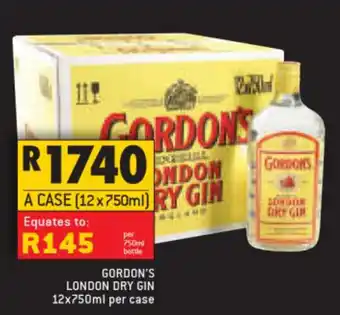 Shoprite Liquor Gordon's London Dry Gin 12x750ml per case offer