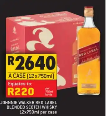 Shoprite Liquor Johnnie Walker Red Label Blended Scotch Whisky 12x750ml per case offer