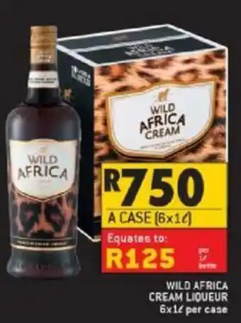 Shoprite Liquor Wild Africa Cream Liqueur 6x1L per case offer