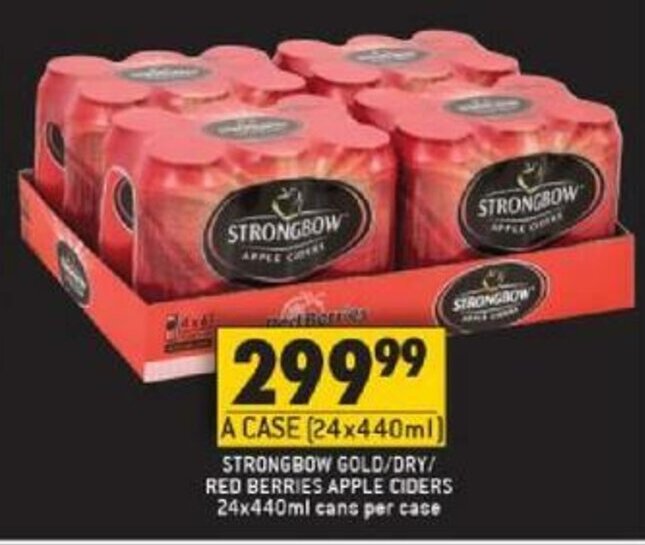 Strongbow Gold/Dry/Red Berries Apple Ciders 24x440ml cans per case
