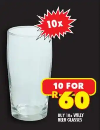 Shoprite Liquor Buy 10x Willy Beer Glasses offer