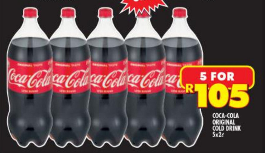 2 Liter Cokes On Sale This Week Coca-Cola Original Cold Drink 5x2L offer at Shoprite Liquor