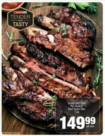 Spar Tender and Tasty Par-Cooked Beef Spare Ribs 1kg offer