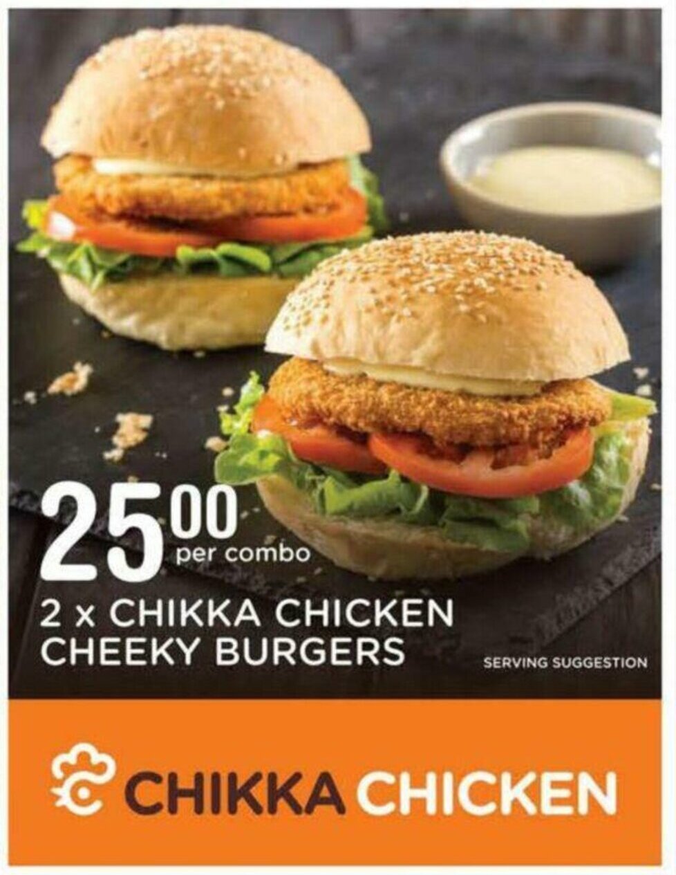 2 x Chikka Chicken Cheeky Burgers offer at Spar