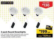Builders Warehouse Lightworx 3 pack round downlights-per pack offer