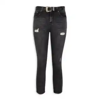 Charcoal belted capri length jean