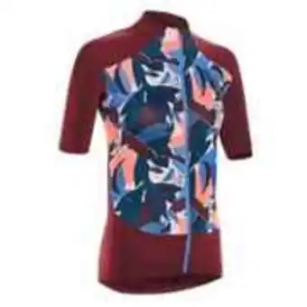 Women's cycling short-sleeved jersey 500 - sunplant burgundy