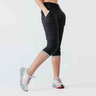 Decathlon Women's cropped running trousers dry - black offer